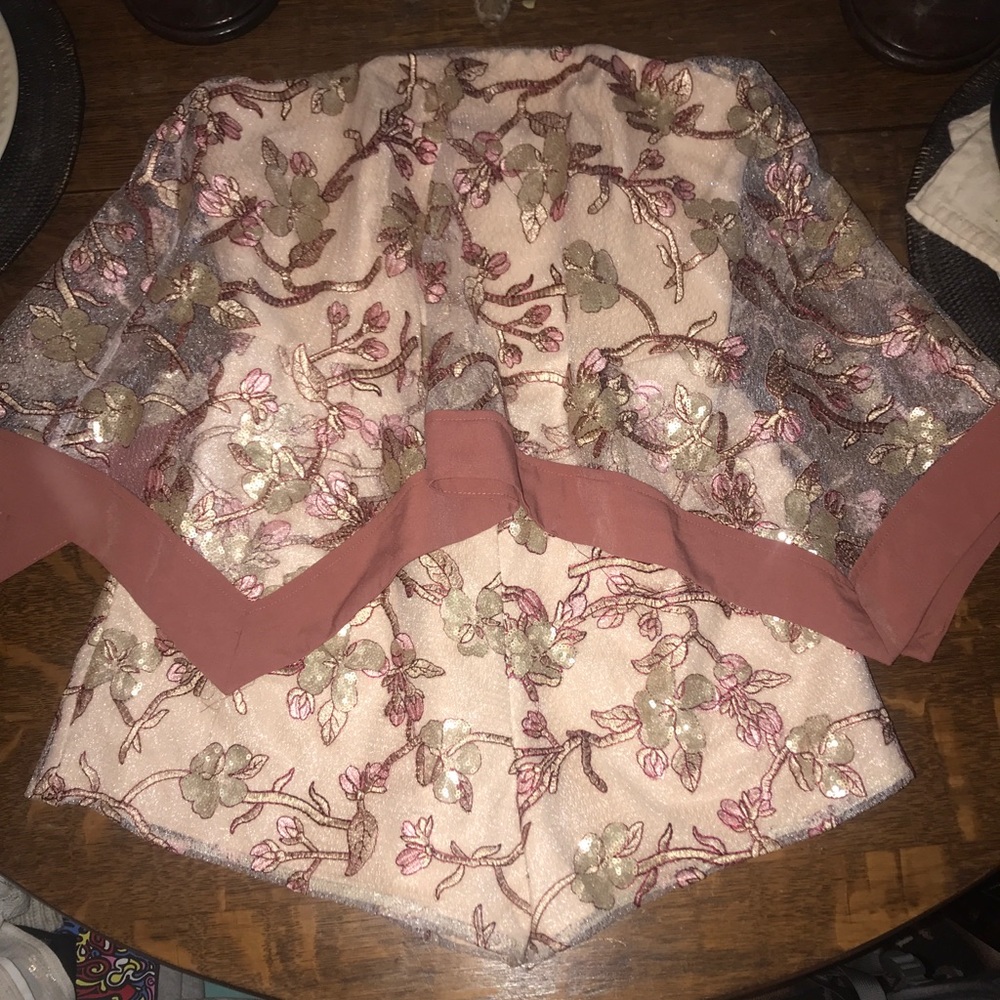 Strapless romper w/ sheer decorative panel